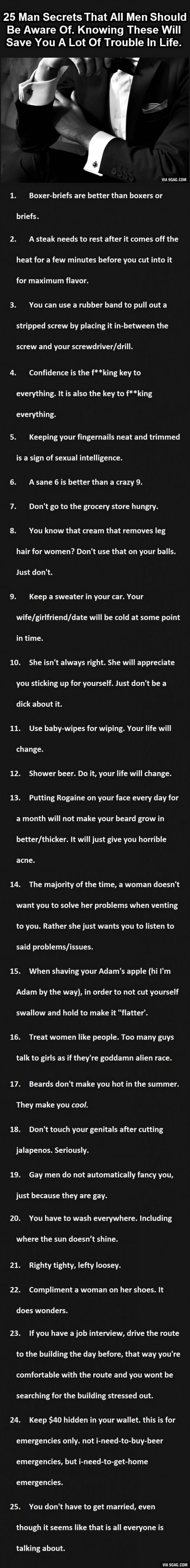 25 Man Secrets That All Men Should Be Aware Of. Knowing These Will Save You a Lot Of Trouble