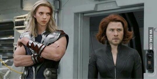 Thor and Black Widow face swap!