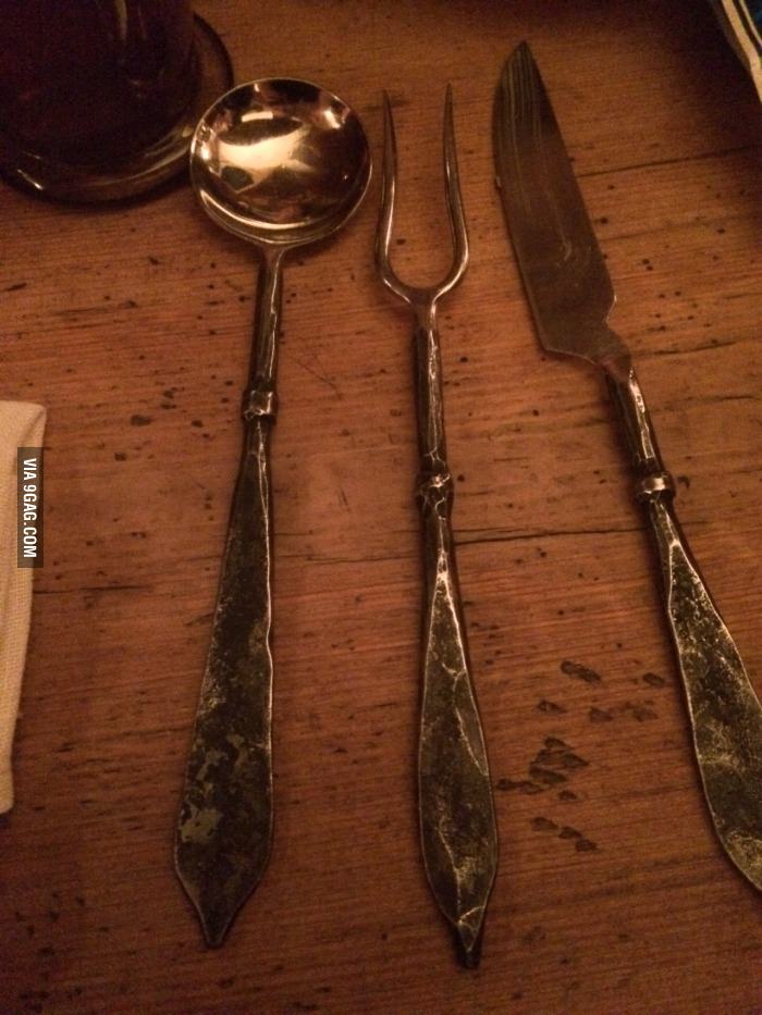 Amazing cultery in this viking restaurant in Stockholm