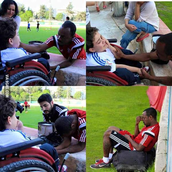 Footballers reaction to disabled fan which cried due to their team being relegated