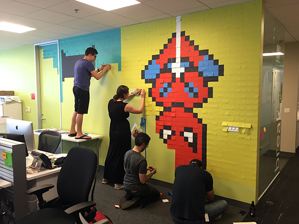 He Was Tired Of Looking At Boring Office Walls, So He Bought 9,000 Post-It Notes. The Result Is Amazing