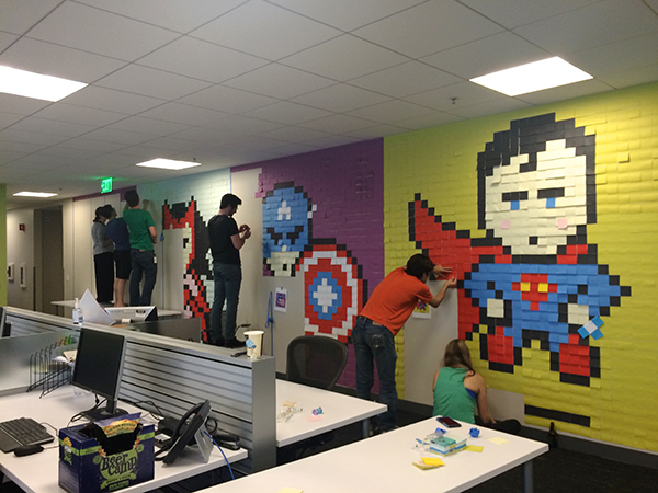 He Was Tired Of Looking At Boring Office Walls, So He Bought 9,000 Post-It Notes. The Result Is Amazing