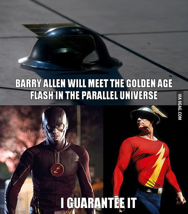 I was so excited when I saw the helmet came out from the wormhole in the Flash finale