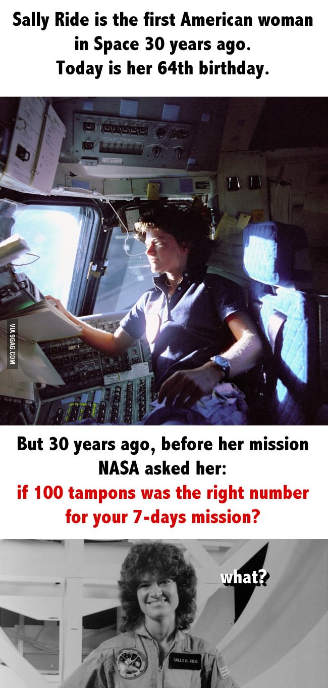 NASA Engineers Asked Sally Ride if 100 Tampons was the Right Number for a 7 Day Space Mission