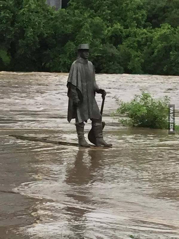 Stevie Ray Vaughn standing tall during the Texas flood.
