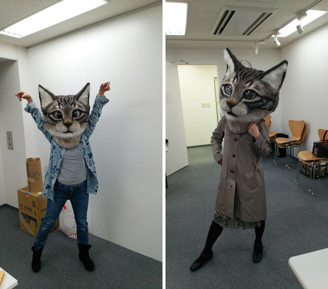 There's A Giant, Realistic Wool Cat Head That You Can Wear As A Mask