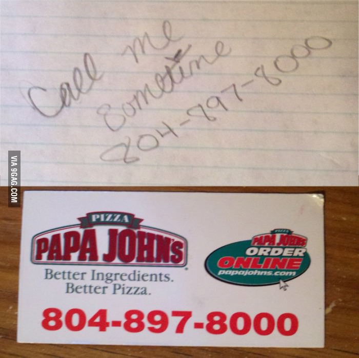 Ahuy asked a girl for her number and when he went to order pizza...
