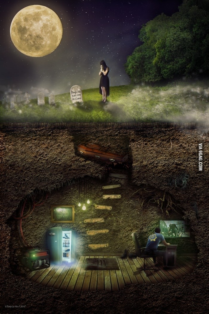 Fallout 4 artwork a guy made based on girlfriend&#039;s comment: &quot;It&#039;ll be like you&#039;re dead once it comes out!&quot;