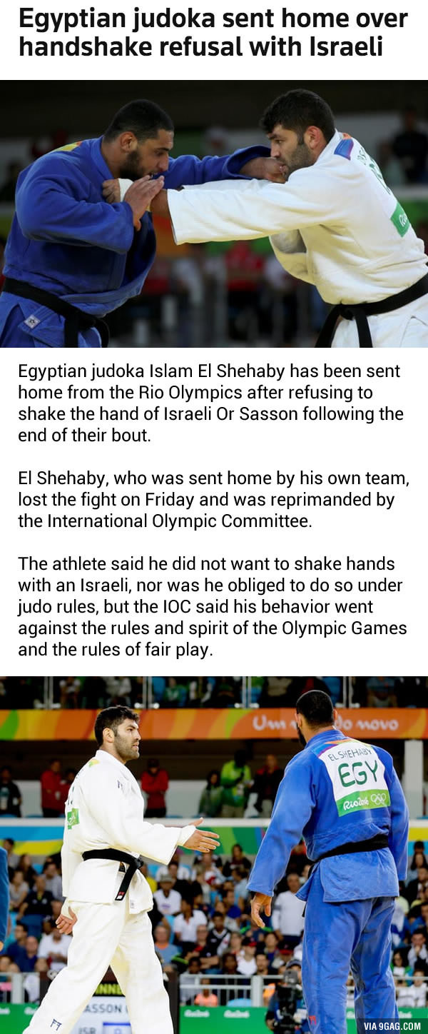 Egyptian judoka El Shehaby was reprimanded and sent home