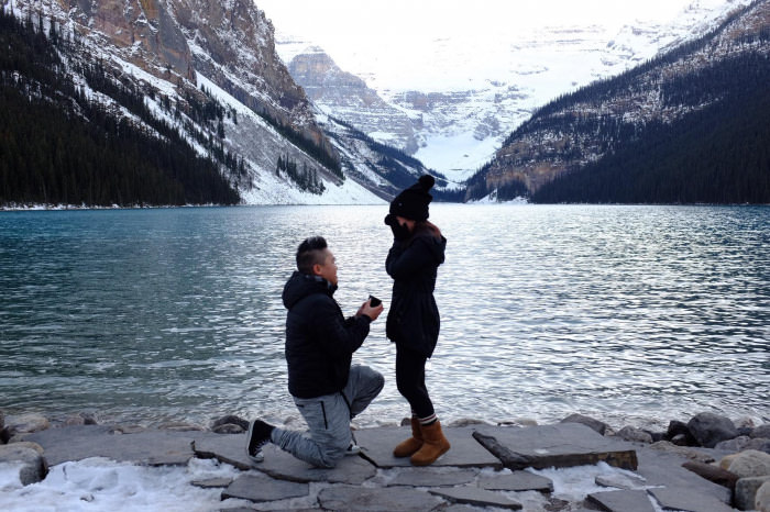 Lake Louise, Banff. She said yes.