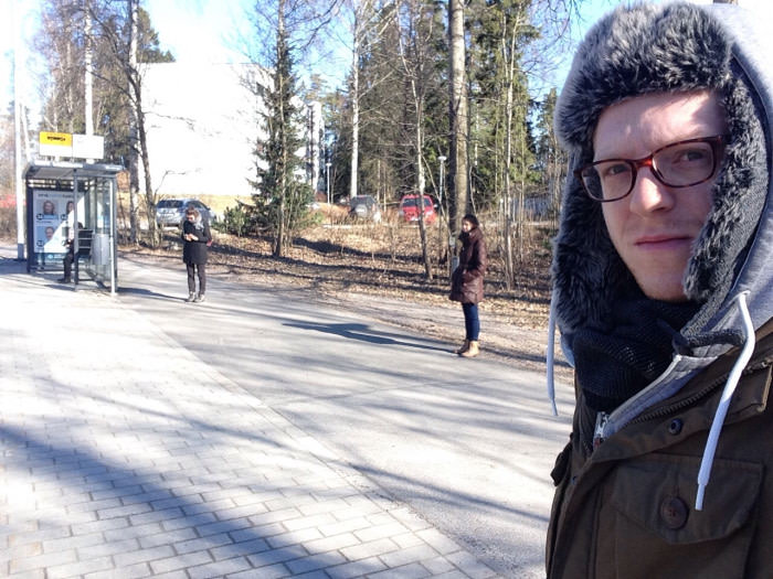 Stereotype confirmed: Waiting for a bus in finland