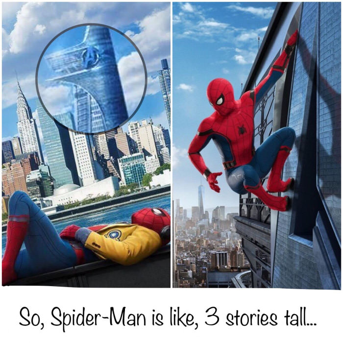 Why is Spider-Man at least three stories tall?