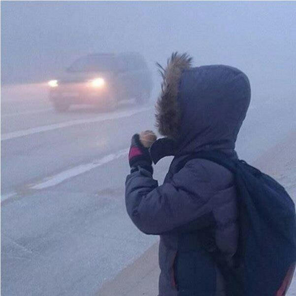 Yakutsk. -40&deg;C. Child with an ice cream.