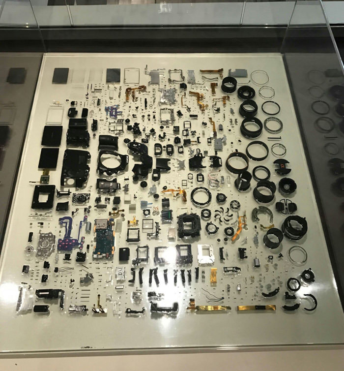 An entire DLSR camera, disassembled