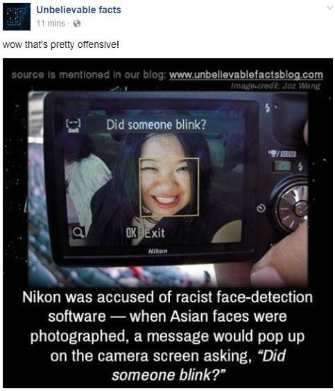 Did someone blink? That is racist! LOL