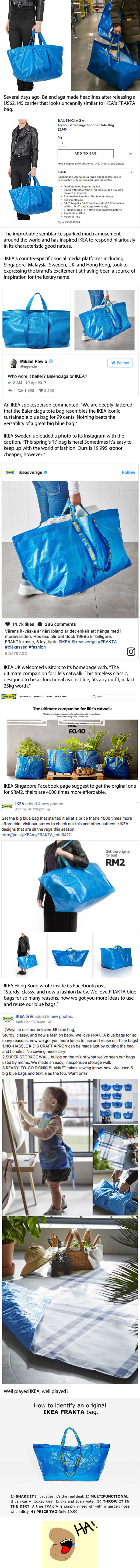 IKEA&rsquo;s Brilliant, Witty Responses To Balenciaga&rsquo;s Pricey FRAKTA-Lookalike Bag