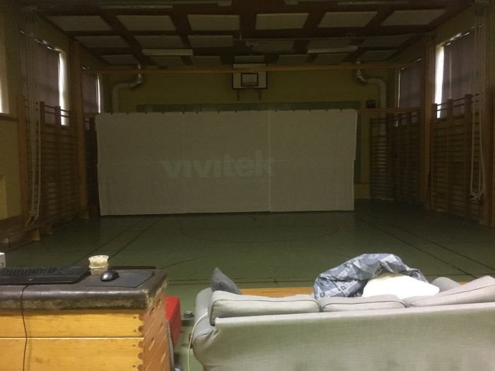 Pretty nice to live in an old school so you can have your own cinema in the gymnastics hall