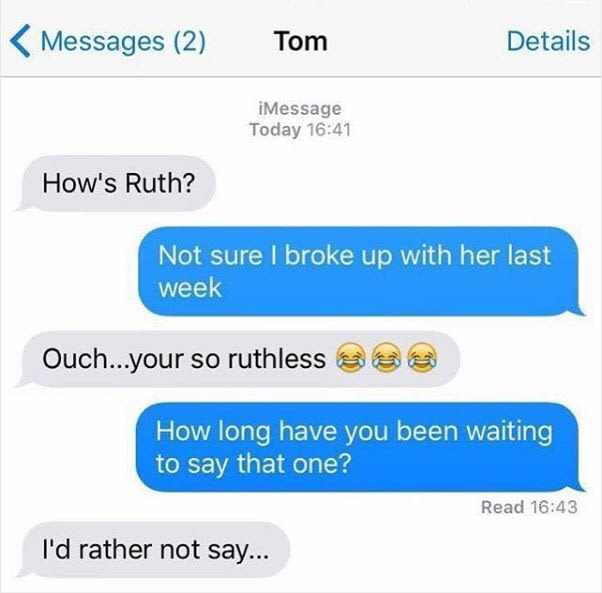 Ruth... less get it... huh