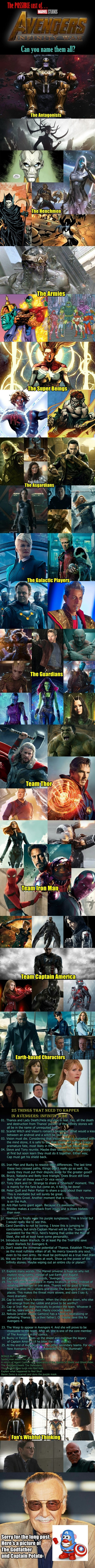 The POSSIBLE cast of Avengers: Infinity War and 25 things that need to happen.