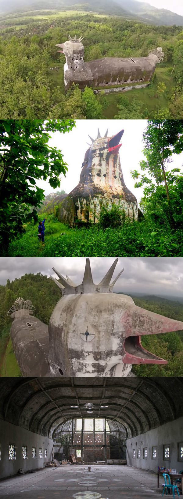 There is an abandoned chicken church in Indonesia