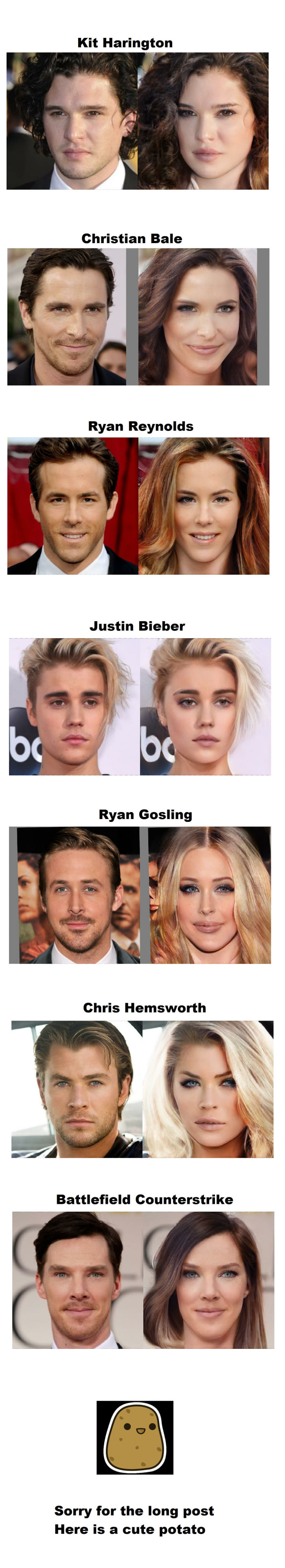 This is how male celebrities would look like if they were women