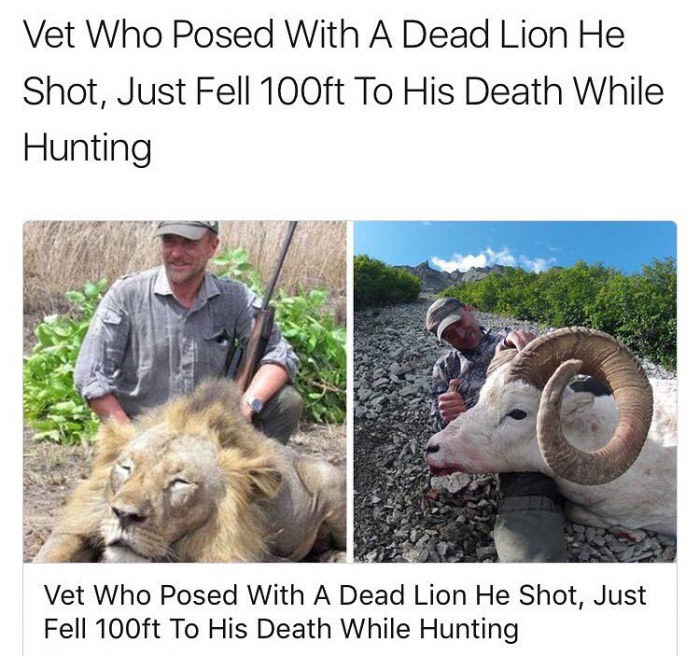 Vet Who Posed With A Dead Lion He Shot, Just Fell 100ft To His Death While Hunting