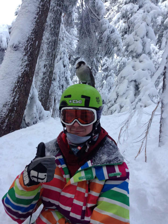 Made a friend while I was snowboarding.