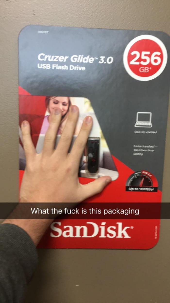 This overly sized USB packaging