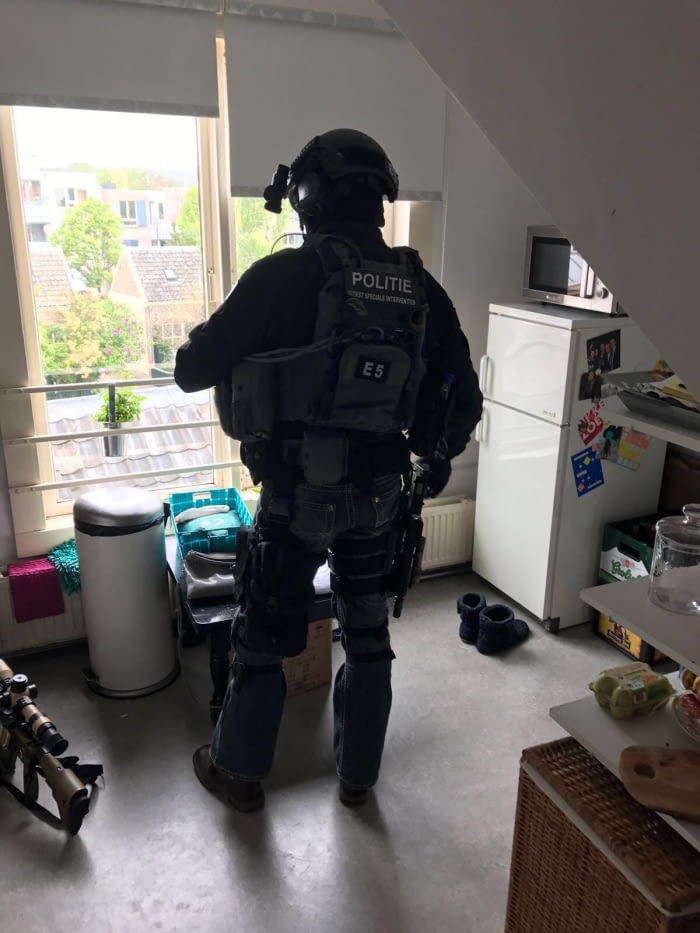 While a hostage was going on in the Netherlands. The sniper claiming a spot in a student&#039;s apartment.